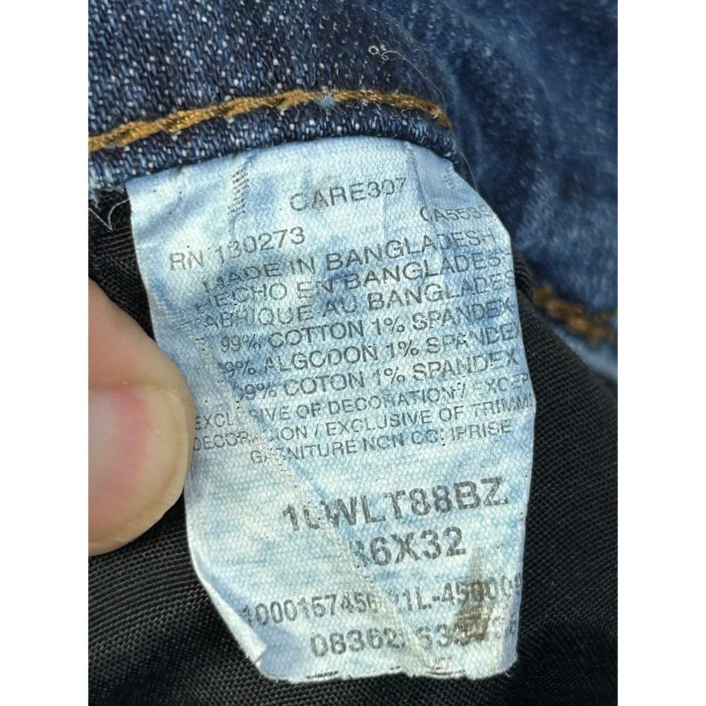 Wrangler Jeans Mens 36x32 Blue Wrangler Retro Slim Straight Distressed Denim
